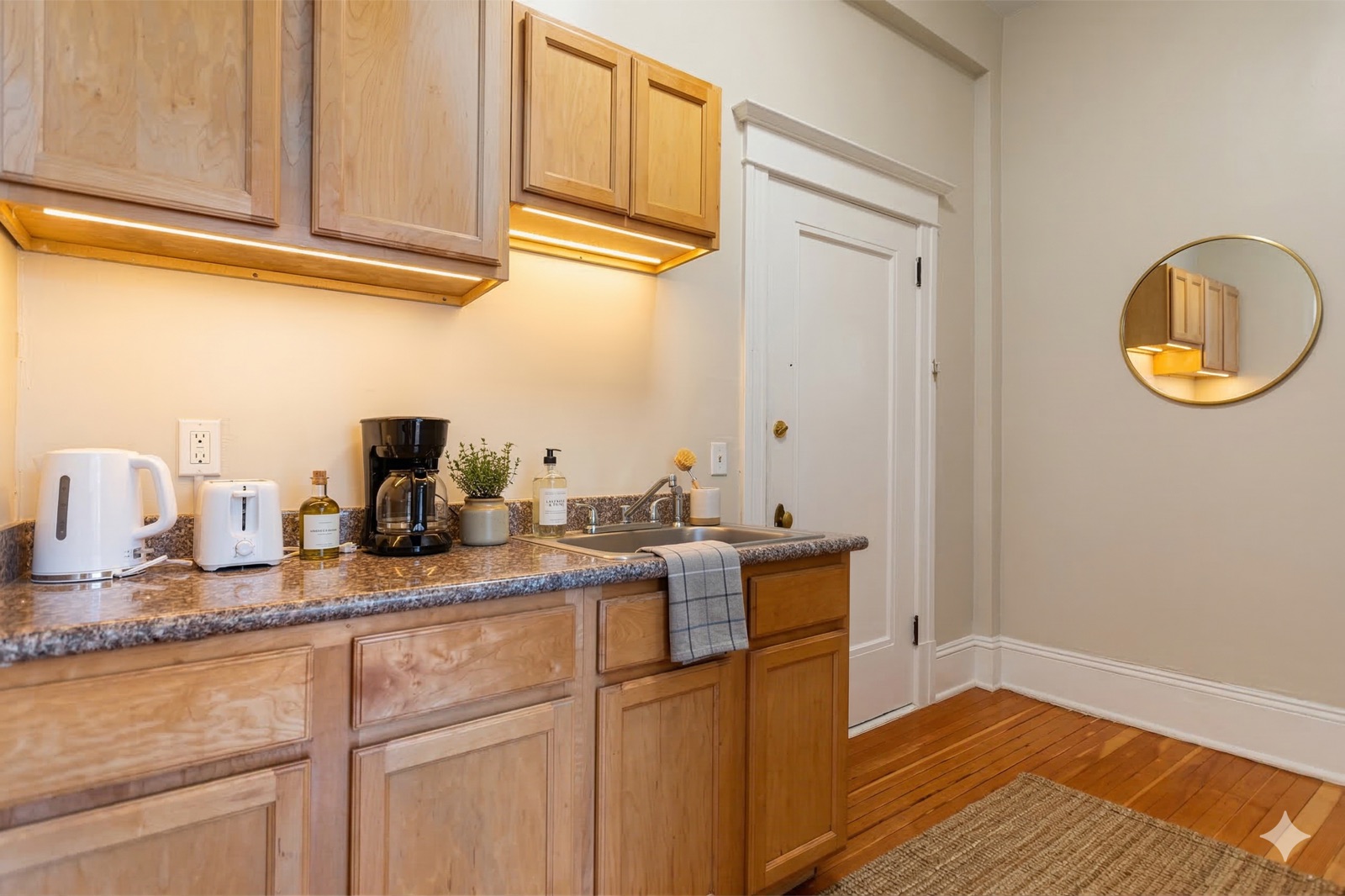 Shared kitchen with granite countertops